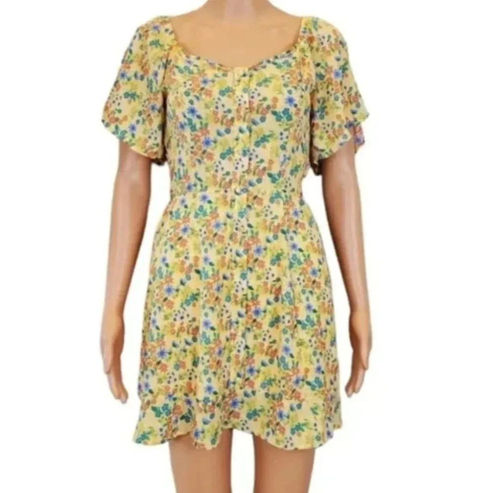 Sienna SKY short sleeve yellow floral mini Dress